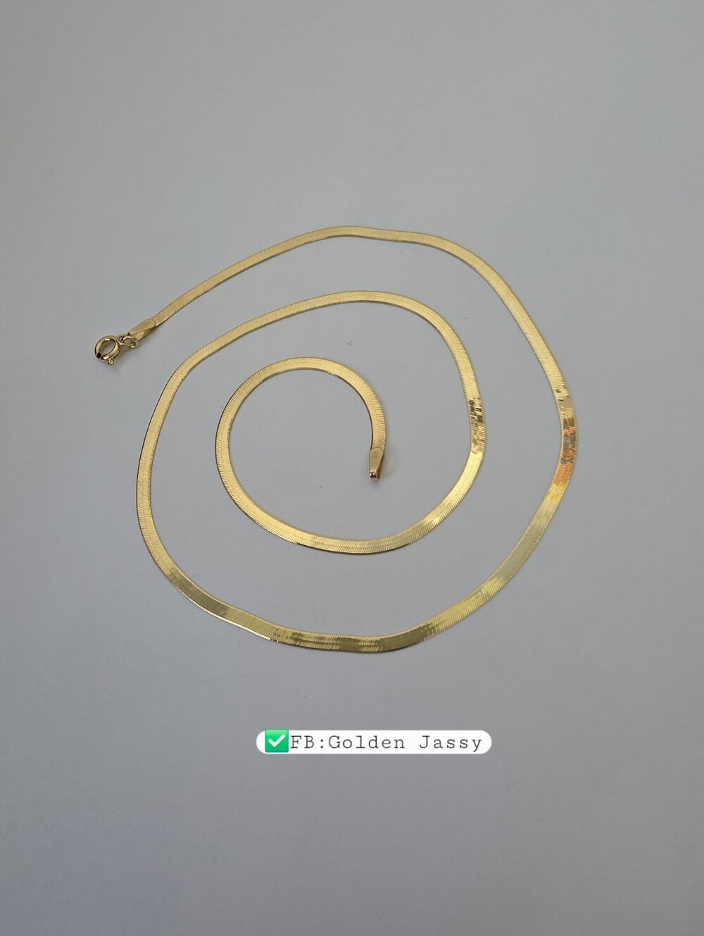18K Real Gold Flat Chain 17.5"